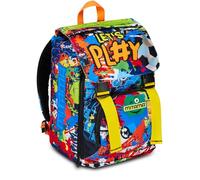 Mitama Mochila extensible Urban Game con bolsillo frontal, azul y naranja, escuela primaria y tiempo libre, niño, turquesa, Talla única, Mochila extensible