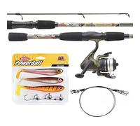 Mitchell 1555893 Tanager Camouflage Angelset Compuesto por un Combo de caña y Carrete con Cuerda y Cebo para Pescar Lucio, lucioperca y Perca.