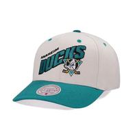 Mitchell & Ness Anaheim Ducks Chrome Two Tone Pro Crown Fit Snapback Cap, Blanco, Talla única