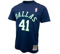 Mitchell & Ness Name & Number Camiseta (NBA | HWC | NFL), Dallas Mavericks Dirk Nowitzki Azul Oscuro, XL
