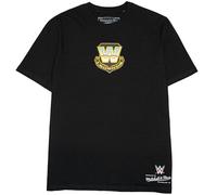 Mitchell & Ness Camiseta de manga corta con estampado posterior de Wrestlemania (WWE) - Stone Cold Steve Austin 3, Talla XL, Negro, Algodón, Hombres, Mujeres, Niños, Primavera, Verano, Otoño, Invierno