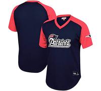 Mitchell & Ness Camiseta de manga corta raglán con cuello en V para hombre New England Patriots Final Second Mesh