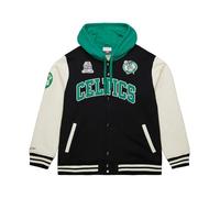 Mitchell & Ness Chaqueta de forro polar vintage de la NBA con capucha Courtside - Boston Celtics, talla L, cierre de botón, para hombres, mujeres, niños, unisex, primavera, verano, otoño, invierno