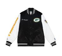 Mitchell & Ness Chaqueta Varsity de Satén de los Orígenes del Equipo NFL, mangas con contraste de color, cierre de botón, para hombres, mujeres, niños, unisex, primavera, verano, otoño, invierno, M