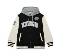 Mitchell & Ness Courtside - Chaqueta de forro polar con capucha, diseño vintage con capucha, manga de color y cierre de botón a presión, unisex, para primavera, verano, otoño, invierno, Los Ángeles