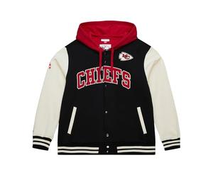 Mitchell & Ness Courtside Fleece NFL Vintage College Chaqueta con capucha - Kansas City Chiefs, Talla XL, Cierre de botón, Hombre, Mujer, Niños, Unisex, Primavera, Verano, Otoño, Invierno