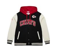 Mitchell & Ness Courtside NFL - Chaqueta de forro polar vintage con capucha, mangas de colores y cierre de botón a presión, unisex, primavera, verano, otoño, invierno