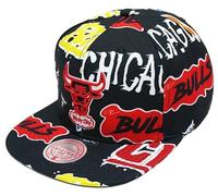 Mitchell & Ness Gorra Snapback - Pack de pegatinas Chicago Bulls, Negro , Talla única