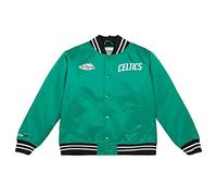 Mitchell & Ness M&N - Chaqueta universitaria de satén pesada - Boston Celtics - L