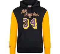 Mitchell & Ness M&N - Sudadera con capucha de forro polar de Los Angeles Lakers Shaquille O'Neal, Negro , S