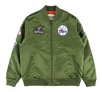 Mitchell & Ness NBA Flight Satin Bomber Jacket - Philadelphia 76ers, L