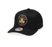 Mitchell & Ness NBA Leather Logo Classic Red Snapback Cap - 100% poliéster, ajustable, hombre, mujer, niños, unisex, primavera, verano, otoño, invierno, BOSTON CELTICS - Negro/Oro, Talla única