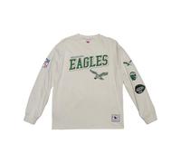 Mitchell & Ness NFL Dusted Collection Training Camp Camiseta de Manga Larga - Primavera, Verano, Otoño, Invierno, Ropa de Gimnasio, Philadelphia Eagles Crema, L