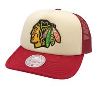 Mitchell & Ness NHL Vintage Block Eishockey Trucker Cap - 100% poliéster, ajustable, hombre, mujer, niños, unisex, primavera, verano, otoño, invierno, Chicago Blackhawks - Rojo, Talla única