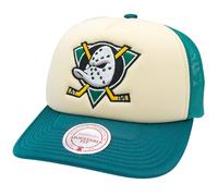 Mitchell & Ness NHL Vintage Block Eishockey Trucker Cap - 100% poliéster, ajustable, hombre, mujer, niños, unisex, primavera, verano, otoño, invierno, Anaheim Ducks - Teal, Talla única