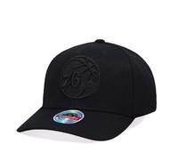 Mitchell & Ness Philadelphia 76ers Black On Black Logo Classic Red Snapback Cap, Negro , Talla única