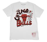 Mitchell & Ness Play by Play (NBA/HWC) Camiseta de Manga Corta Blanca 100% Algodón Hombres Mujeres Niños Unisex Primavera Verano Otoño Invierno Baloncesto Deportes EE.UU, Chicago Bulls, XL