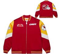 Mitchell & Ness Throw it Back Heavyweight Vintage Satin Chaqueta (NFL), Cremallera Completa, Logos Bordados, Hombres, Mujeres, Niños, Unisex, Primavera, Verano, Otoño, Invierno, Kansas City Chiefs., M