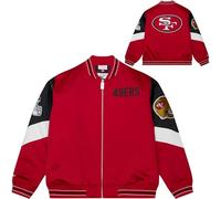 Mitchell & Ness Throw it Back Heavyweight Vintage Satin Chaqueta (NFL), cremallera completa, logos bordados, hombres, mujeres, niños, unisex, primavera, verano, otoño, invierno, San Francisco 49Ers