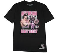 Mitchell & Ness Wrestlemania (WWE) Legends - Camiseta de manga corta, color negro, 100% algodón, hombre, mujer, niños, unisex, primavera, verano, otoño, invierno, lucha libre, Bret Hitman Hart, XL