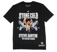 Mitchell & Ness Wrestlemania (WWE) Legends Player Camiseta de Manga Corta - Stone Cold Steve Austin, Talla S, Negro, Algodón, Hombres, Mujeres, Niños, Primavera, Verano, Otoño, Invierno, Wrestling