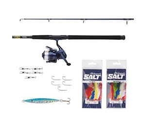 Mitchell Neuron Boat Combo Set de Gran relación Calidad-Precio, Juego de cañas y carretes para Pesca General en Barco, abadejo y Arenque, Incluye Terminal Tackle y Gancho de Repuesto, Listo para