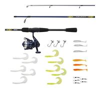 Mitchell Neuron - Combo de caña y Carrete para Pesca en Agua Salada, Ideal para Pesca con señuelo, lubina, Bacalao y Peces Planos, Incluye Aparejos, Listo para Pescar, Azul/Dorado, 180 cm, 5-15 g