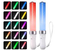 Mitening 2 piezas Baton Luminoso LED, Multicolores Palos Luminosos, Palo Luminoso de Fibra de Vidrio para Niños, Boda, Cumpleaños, Fiesta, Concierto