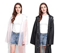 Mitening Chubasqueros Impermeable, Poncho de Lluvia Impermeable Reutilizable con Capucha y Mangas, Unisex EVA Poncho para Viajes, Picnic, Excursionismo y Exteriores (Paquete de 2)