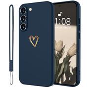 Mitetabo Funda para teléfono móvil Samsung Galaxy A36 5G silicona con corazón de amor dorado, Samsung A36 funda fina dorada Love funda fina resistente a los arañazos protección completa para Samsung