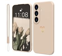 Mitetabo Funda para teléfono móvil Samsung Galaxy A56 5G silicona con corazón de amor dorado, funda fina dorada Love funda fina resistente a los arañazos protección completa para Samsung Galaxy A56