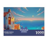 Mithymna Greece White Walls with Red Tile Roofs 1000 Piezas Papel Ecológico Resistente Rompecabezas DIY Mediterranean Coastal Village Extremadamente Difícil Desafío Único Rompecabezas Para Adultos Y N