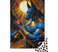 Mitología Egipcia Dios Cabeza de Lobo Puzzle de 1000 Piezas Papel para Adultos Templo del Sol Juego de Puzzle 1000 Piezas Relajación 38x26cm/1000pcs