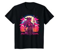 Mitología Griega de la Diosa Atenea Retro estética Camiseta, Niños, Negro, 6 años