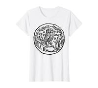 Mitología Griega Diosa Atenea Atenea búho Regalo Camiseta gráfica económica, Mujer, Blanco, L