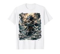 Mitología Japonesa Dios de la Guerra de Las tormentas y los Mares Susanoo Camiseta gráfica económica, Hombre, Blanco, XL