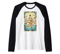 Mitología Japonesa Música Diosa Benzaiten Vitral Camiseta Manga Raglan