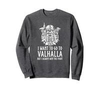 Mitología nórdica - Quiero IR a Valhalla - Viking God Odin Sudadera, Unisex para Adultos, Jaspeado Oscuro, L