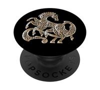 Mitología nórdica vikinga del Caballo de Sleipnir Odin en Beige PopSockets PopGrip Adhesivo