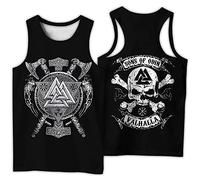 Mitología Nórdica Vikingo de Los Hombres Odin Valknut Tatuaje Chaleco Sin Mangas Camiseta,Medieval Plus Size Camisetas Sin Mangas, Summer Fashion Vintage Gym Quick Dry Crew Neck Streetwear(Valknut 2,L