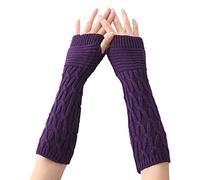 Mitones Guantes De Mujer, Guantes Sin Dedos Mitones De Medio Dedo, Guantes De Invierno De Punto Elástico Caliente Guantes De Invierno Mitones Sin Dedos Caliente Muñeca Mano Brazo, morado, Talla única
