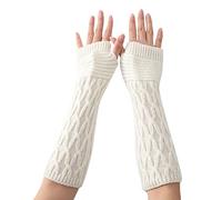 Mitones Guantes De Mujer, Guantes Sin Dedos Mitones De Medio Dedo, Guantes De Invierno De Punto Elástico Caliente Guantes De Invierno Mitones Sin Dedos Caliente Muñeca Mano Brazo, blanco, Talla única