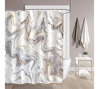 MitoVilla Juego de Cortina de Ducha con diseño de mármol Gris Dorado, Abstracto, Moderno, estándar de Lujo para decoración de baño, bañera, Tela Impermeable, Lavable, 72 x 72 Pulgadas