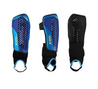 Mitre Aircell Espinilleras de fútbol con tobillera, transpirables, ligeras, talla XS, negro/azul/amarillo