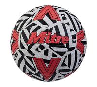 Mitre Balón de fútbol Callejero Unisex | Extremadamente Duradero Superficies duras, Blanco/Negro/Babero Rojo, 5