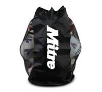 Mitre Bolsa de fútbol de Malla, Capacidad para 12 balones, Correas Ajustables, Paneles ventilados, Talla única, Negro