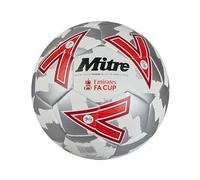 Mitre FA Cup Train Fútbol Balón de fútbol de Entrenamiento de la FA Cup, para Unisex Adulto, diseño extraduradero Talla 4, Blanco/Plata/Rojo