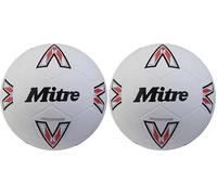 Mitre Super Dimple Balón de fútbol, Ideal para fútbol Sala, Terreno Duro e Interior, Talla 5, Blanco/Negro/Rojo (Paquete de 2)