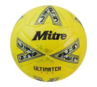 Mitre Ultimatch Balón de fútbol, Control Mejorado, Durabilidad, Buena precisión, Talla 4, Amarillo flúor/Amarillo Reflector/Dorado