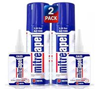Mitreapel Pegamento Super Ca (2x25 gr) Con Activador De Adhesivo En Aerosol (2x100 ml) - Pegamento De Cianoacrilato Para Manualidades Y Construcción|2 Paquetes
